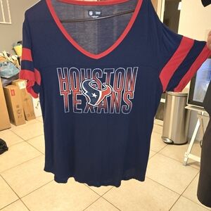 NEW Houston Texans Navy and Red V-Neck T-Shirt
